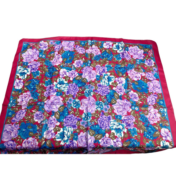 Vintage Scarf Glentex JCPenney NEW Pink Purple Blue Floral  Vintage Scarf Glentex JCPenney NEW Pink Purple Blue Floral Romantic Preppy 80s